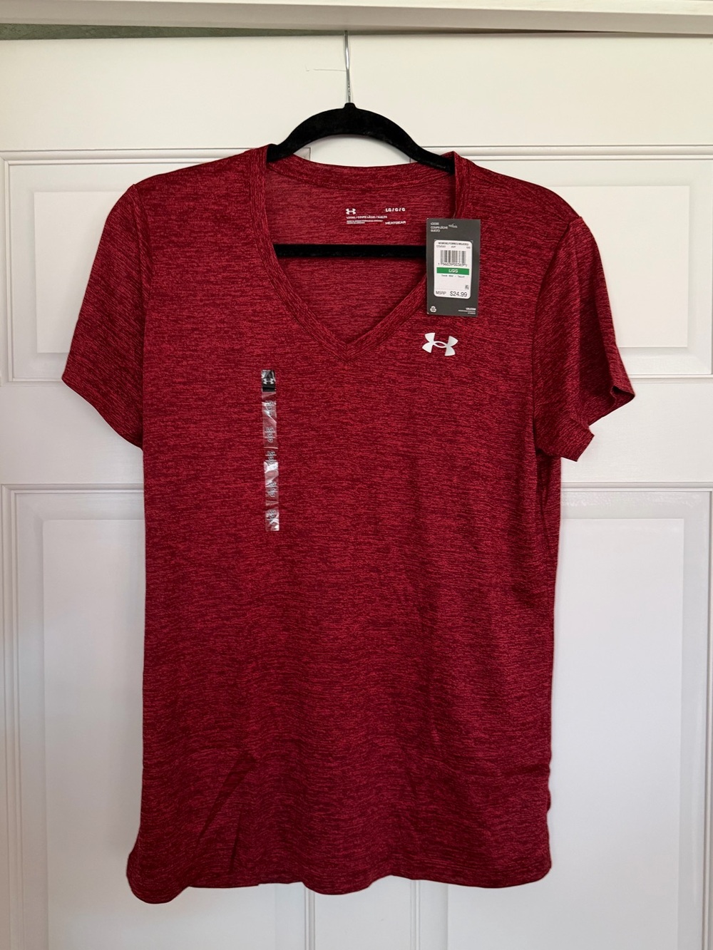 Under armor Red Heather V-Neck Performance Top